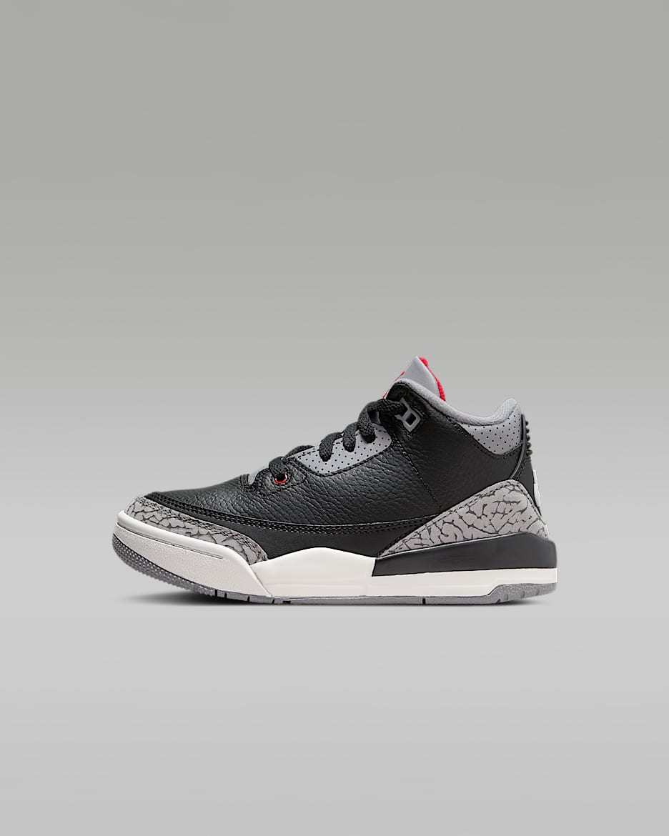 Jordan 3 Retro Black Cement Little Kids Shoes. Nike